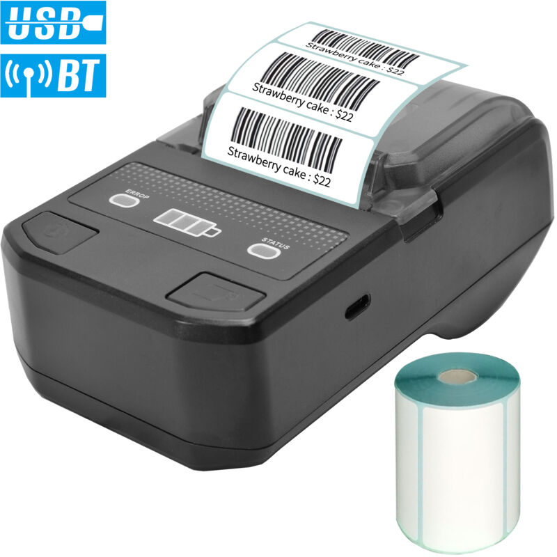 Imprimante d'étiquettes thermique Bluetooth portable 2 pouces 58mm version d'étiquette JK-58PL, noir