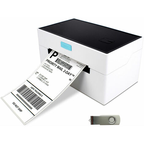 Imprimante d'étiquettes thermiques de bureau pour imprimante d'étiquettes de colis d'expédition 4x6 Connexion USB et BT haute vitesse Imprimante d'autocollants thermiques Max 110 mm Largeur de papier