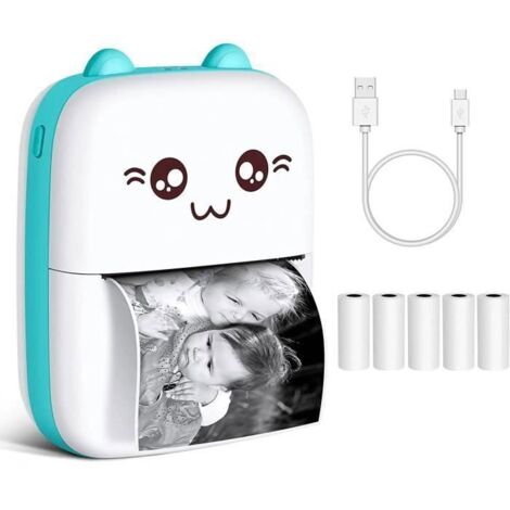 Imprimante thermique - 2windeal® - Mini Pocket - Bluetooth - 200DPI - 5 Rouleaux de Papier