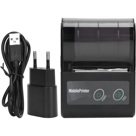 Imprimante thermique Bluetooth portable pour tickets et étiquettes, 100‑240V prise EU