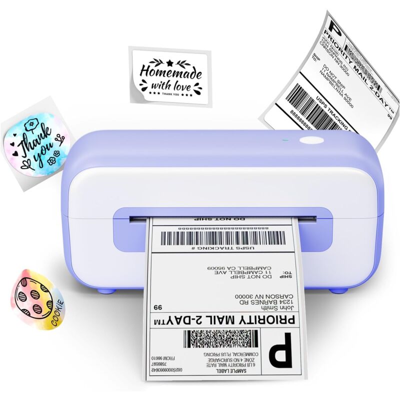 Imprimante Thermique Expédition, Imprimante Thermique sans Fil 4x6 pour Colis et Petites Entreprises à Domicile, Compatible avec iPhone, Android,