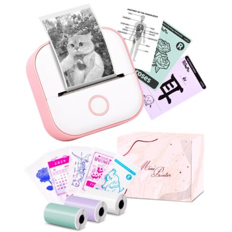 Imprimante Thermique Mini - Imprimante Autocollants Sans Encre Sans Fil - Compatible iOS Et Android - Pour Étudiants Et Loisirs Créatifs - 1 Pièce