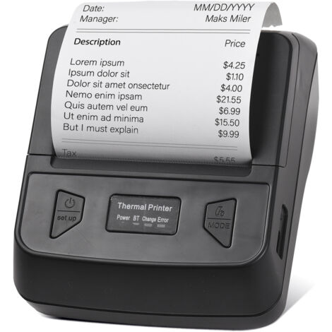 Imprimante thermique mobile Bisofice PT390 - Bluetooth, USB, type C, 80mm - Compatible Android/iOS/Windows