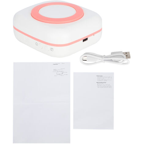 Imprimante thermique portable 8.8x8.5x3.7cm, batterie 800mAh, connexion Type-C, couleur rose, 200DPI, pour impressions miniatures et étiquettes.