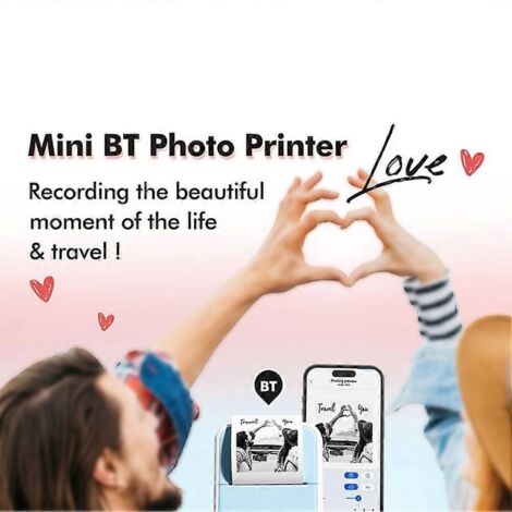 Imprimante thermique portable pour carnet de notes, journal intime, cadeau pour enfants rose ---