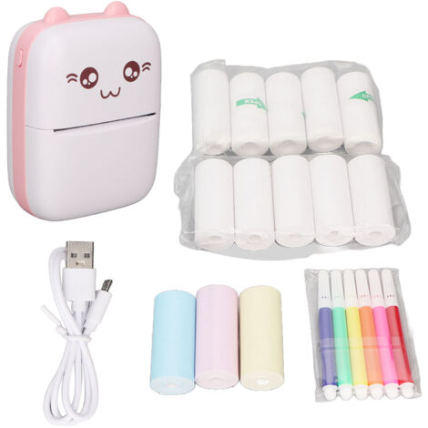 Imprimante thermique portable sans fil autocollante pour photos, étiquettes et reçus de bureau - Rose