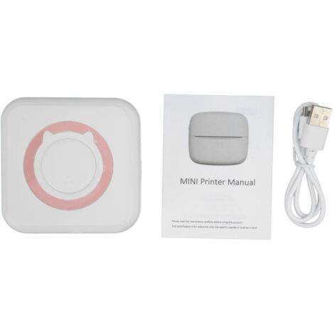 Imprimante Thermique Sans Encre Mini Portable Bluetooth pour Étiquettes Photos Notes Études Liste Mémo Rose