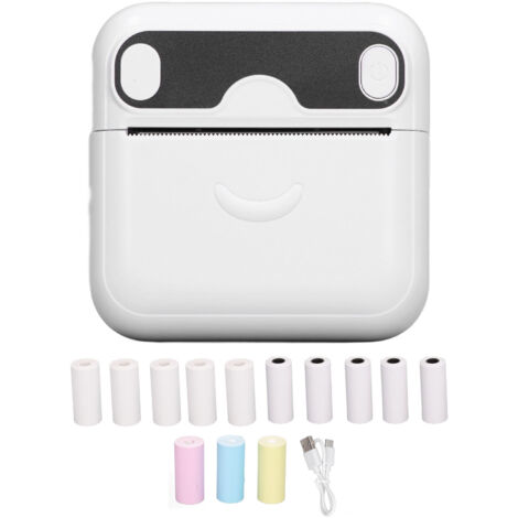 Imprimante thermique sans encre portable Bluetooth pour étiquettes, blanche - Ensemble d'impression mobile