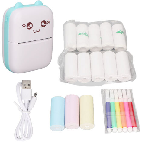 Imprimante thermique sans fil portable autocollante pour photos, étiquettes et reçus de bureau - Bleu