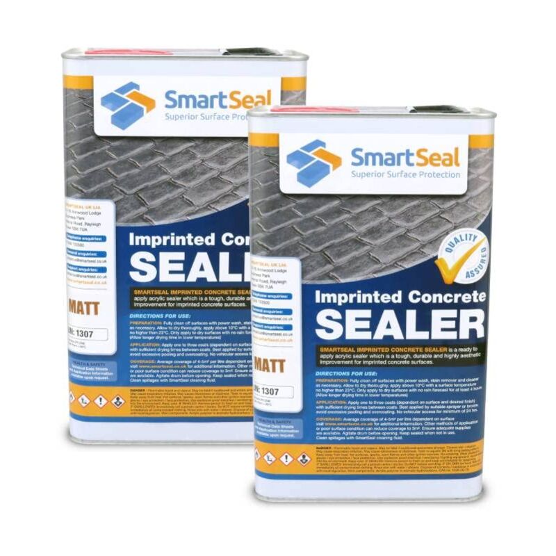 Smartseal Imprinted Concrete Sealer, Matt Finish, Driveway And Patio Sealer, Outdoor Concrete Sealer, 2 X 5L, Clear