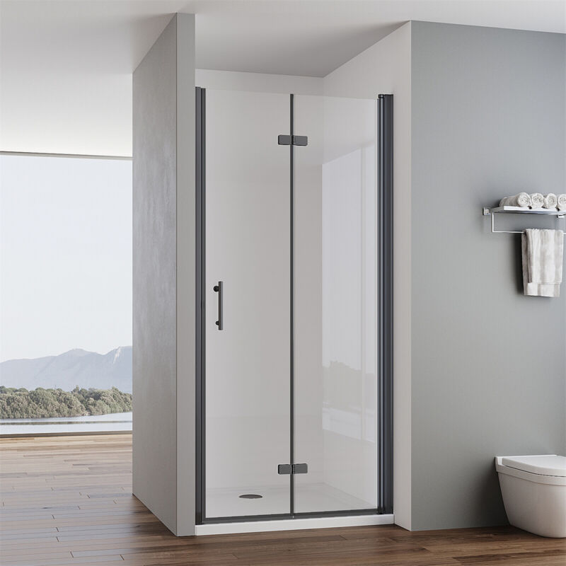Impts - Noir Porte en niche Cabine de douche Porte bi-pliage 180° Porte de douche Paroi de douche 6mm esg verre de sécurité Séparation de douche