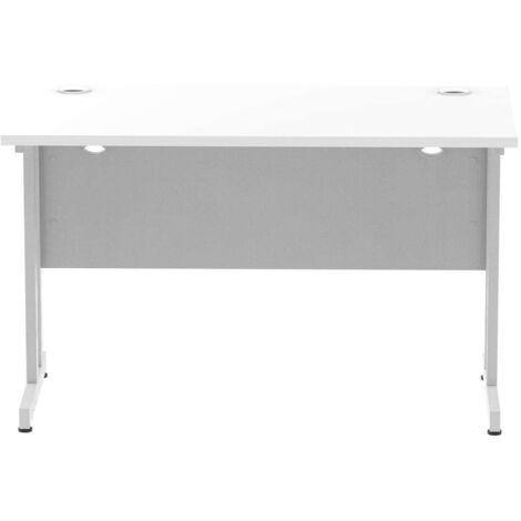 Impulse 1200 x 600mm Straight Desk White Top Silver Cantilever Leg MI002196