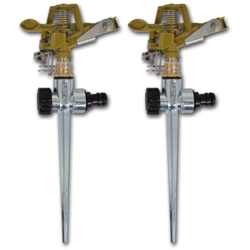 Impulse Sprinklers Garden Watering Zinc Metal Spike 2 Pcs Vidaxl
