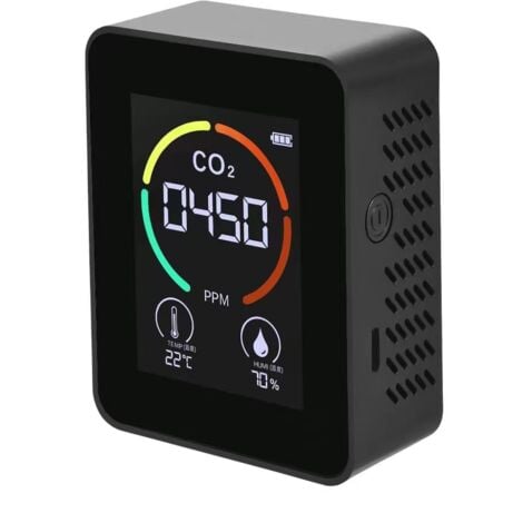 in 1 Air Quality Monitor, CO2 Detector, Carbon Dioxide Monitor, Temperature, Humidity - USB - for Home, Office, Gym, Car