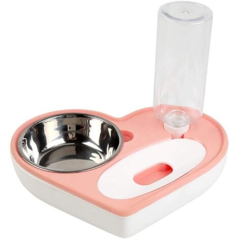 in 1 Automatischer Trockenfutterspender für Katzen und Hunde, Automatischer Springbrunnen-Wasserfutterspender, Fressnapf + 500-ml-Flasche