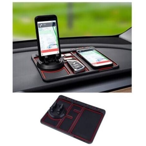 in 1 Car Phone Anti-Slip Mat, Temporary Parking Plate Dashboard Phone Holder, Universal Anti-Vibration Phone Mount (Red) MUMU