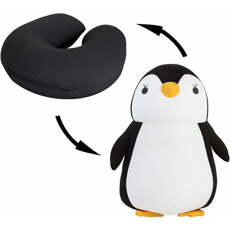 1 Pezzo Cuscino Grigio A Forma Di Pinguino Per Il Collo Dell'auto