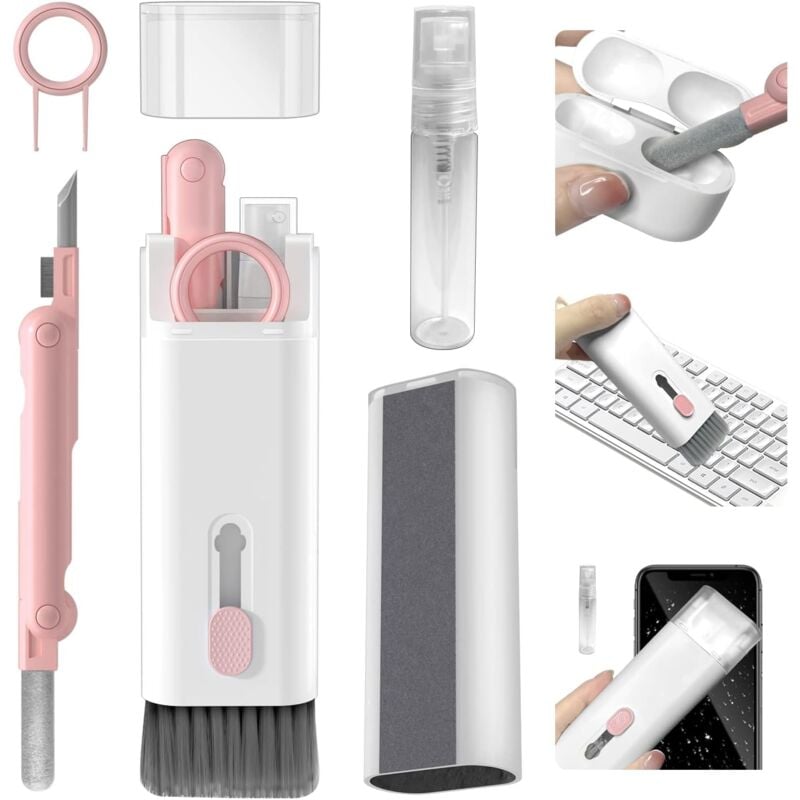 Linghhang - in 1 Electronics Cleaning Kit (Pink), Keyboard Cleaning Kit with Brush, Cleaning Pen for Airpods Pro, Suitable for Headphones, Laptop,