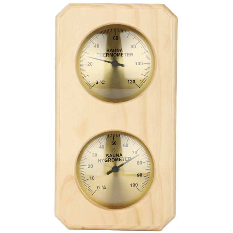 Image of In 1 Sauna-Hygrometer aus Holz für die Sauna, Innen-Hygrothermograph für die Sauna