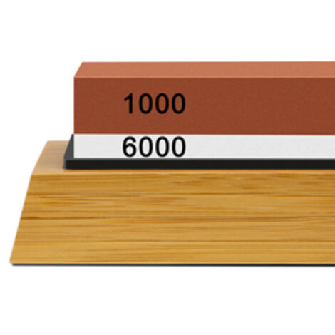 in 1 Whetstone, Knife Sharpener Stone, Non-Slip Bamboo Base 1000/6000