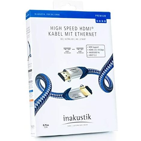 In-akustik Premium II - Cable HDMI con Ethernet (0,75 m)