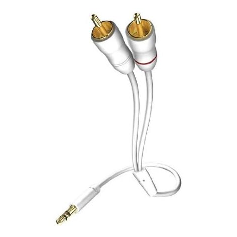 In-akustik Star - Cable de audio para MP3 (clavija de 3,5 mm a RCA de 2 clavijas, 0,75 m), color blanco