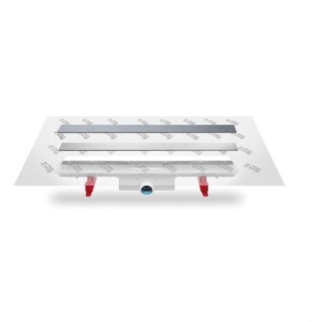 IN-DRAIN X3 - Juego de desagüe con soporte para placa de cerámica (no incluída) y tela geotextil premontada