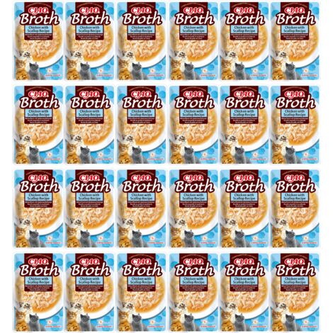 INABA CIAO cibo umido per gatti prelibatezza Brodo di pollo con capesante 24x40g