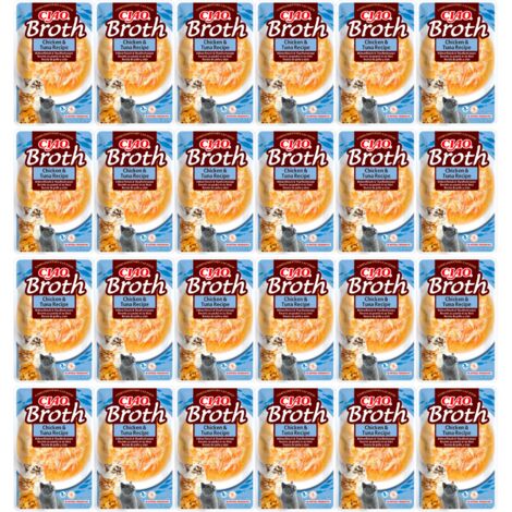 INABA CIAO Nassfutter für Katzen, Delikatesse, Hühner- und Thunfischbrühe, 24 x 40 g