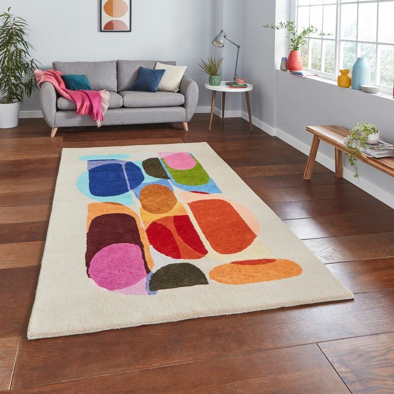 Think Rugs - Inaluxe Drift IX13 120cm x 170cm - Ivory and Multicoloured
