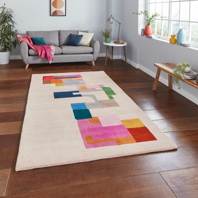 Think Rugs - Inaluxe Hey Ho Lets Go IX14 150cm x 230cm - Ivory and Multicoloured