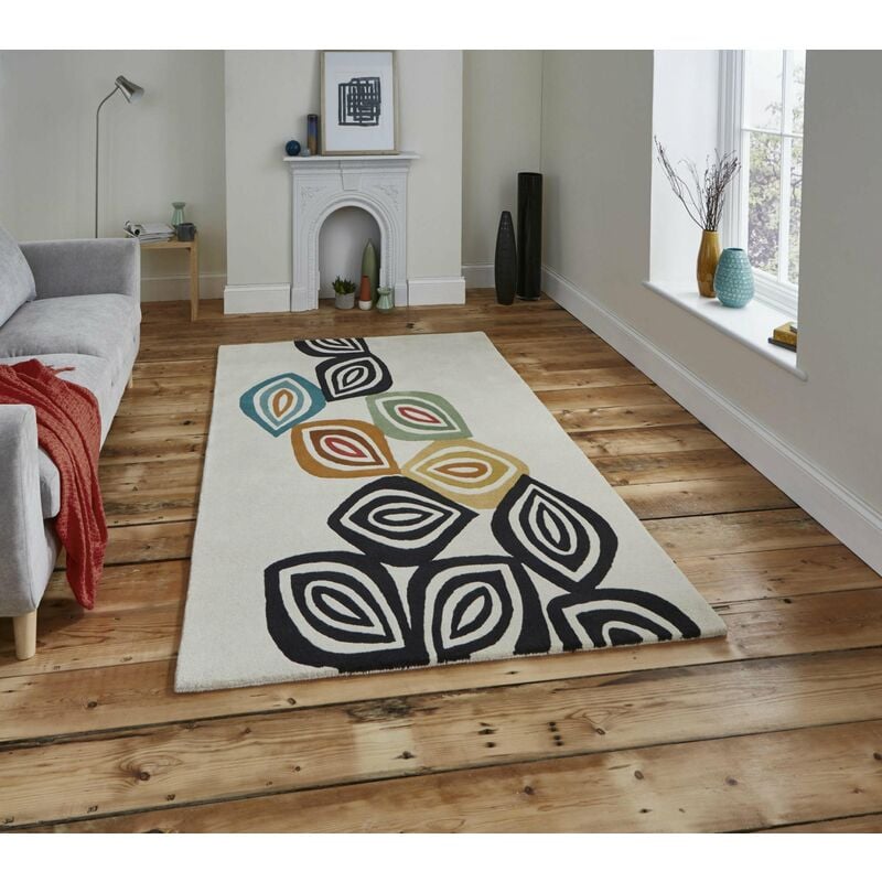 Think Rugs - Inaluxe IX05 120cm x 170cm - Ivory and Multicoloured