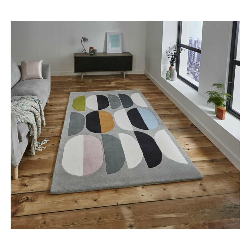 Think Rugs - Inaluxe IX06 150cm x 230cm - Grey and Multicoloured