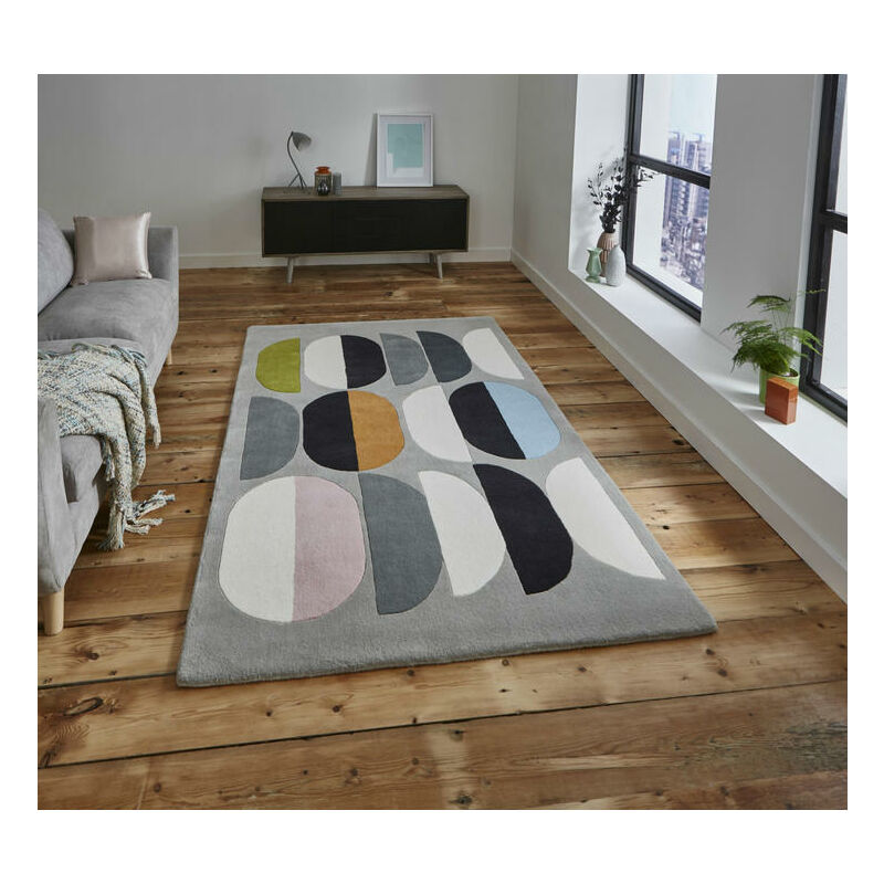 Think Rugs - Inaluxe IX06 120cm x 170cm - Grey and Multicoloured