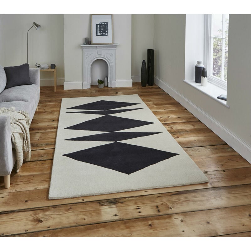 Think Rugs - Inaluxe IX07 150cm x 230cm - Black and Ivory