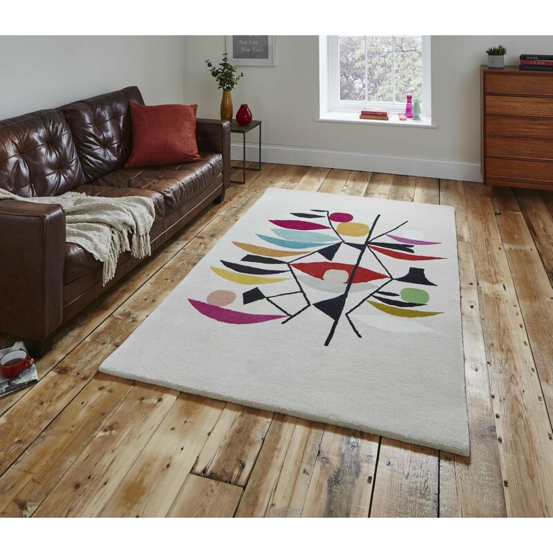 Think Rugs - Inaluxe IX10 120cm x 170cm - Ivory and Multicoloured