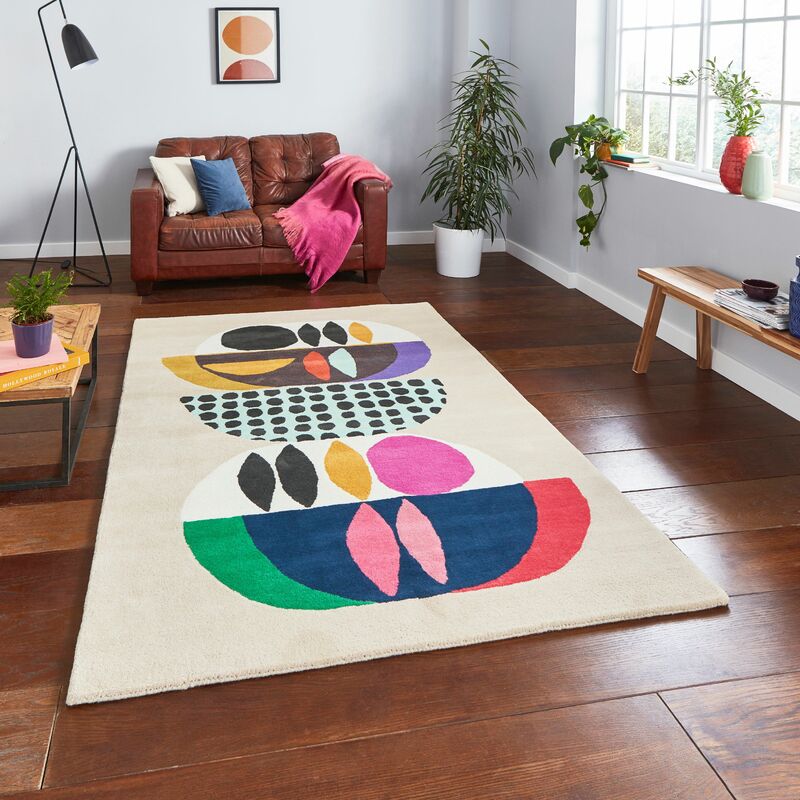 Think Rugs - Inaluxe Neon IX11 120cm x 170cm - Ivory and Multicoloured