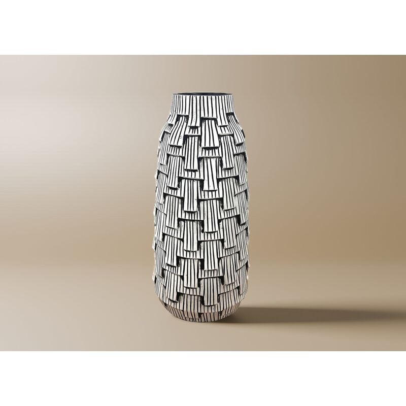 Inaya - Vase contemporain en polyrésine noir et blanc H35 cm inaya
