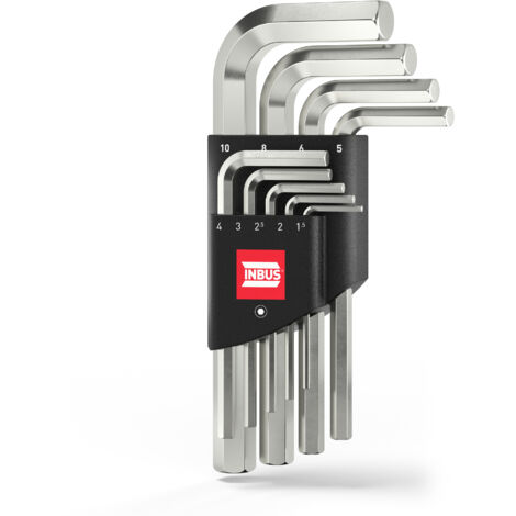 INBUS® 70150 Innensechskant Winkelschrauberdreher Set 9teilig 1.5 bis 10 mm Kurz Winkelschlüssel