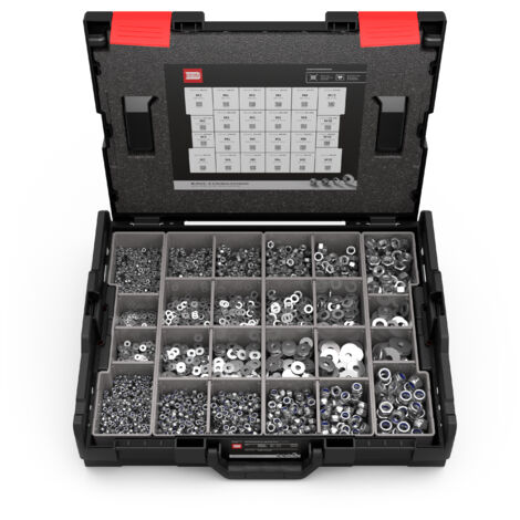 INBUS® L-BOXX 6590 tlg. Muttern & Scheiben Sortiment Set (Edelstahl A2)