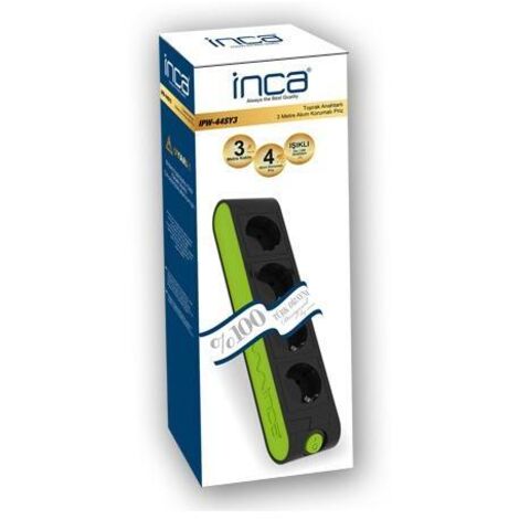 Inca IPW-44YS3 4AC outlet(s) 250V 3m Nero, Verde protezione da sovraccarico