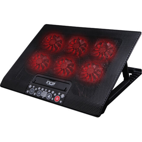 INCA Notebook Kühler 6x  70x70mm Lüfter/LED/2500RPM/2xUSB sw retail (INC-601GMS)