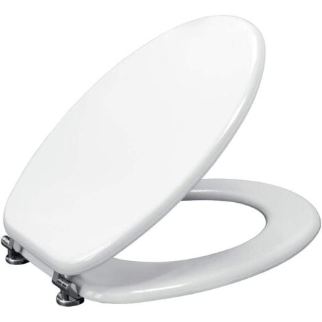 Inca Sedile WC Universale in Legno MDF Bianco con Kit di Montaggio, Cerniere e Paracolpi Inclusi