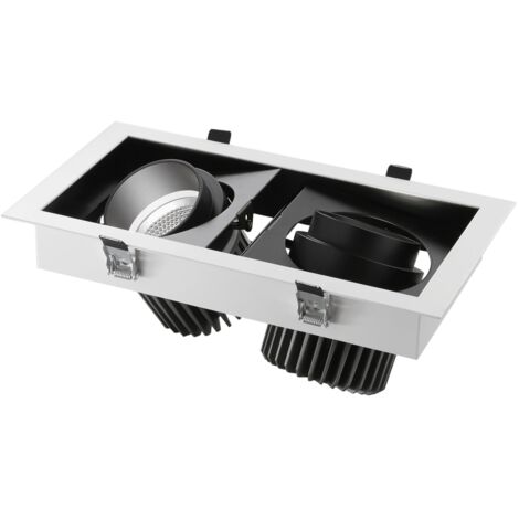 "Incasso LED APOLLO antiriflesso nero con luce orientabile 2x30W luce calda"