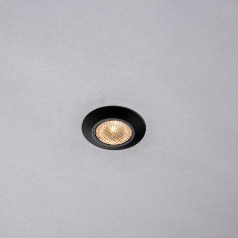 Incasso LED ASSO rotondo in alluminio nero 1W 3000K 3.2 cm.