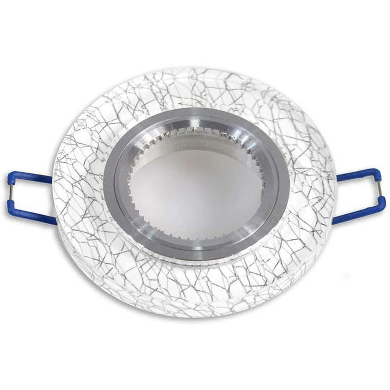 Image of Vetrineinrete - Incasso per faretto in vetro bianco con venature argento supporto per faretti porta faretto tondo