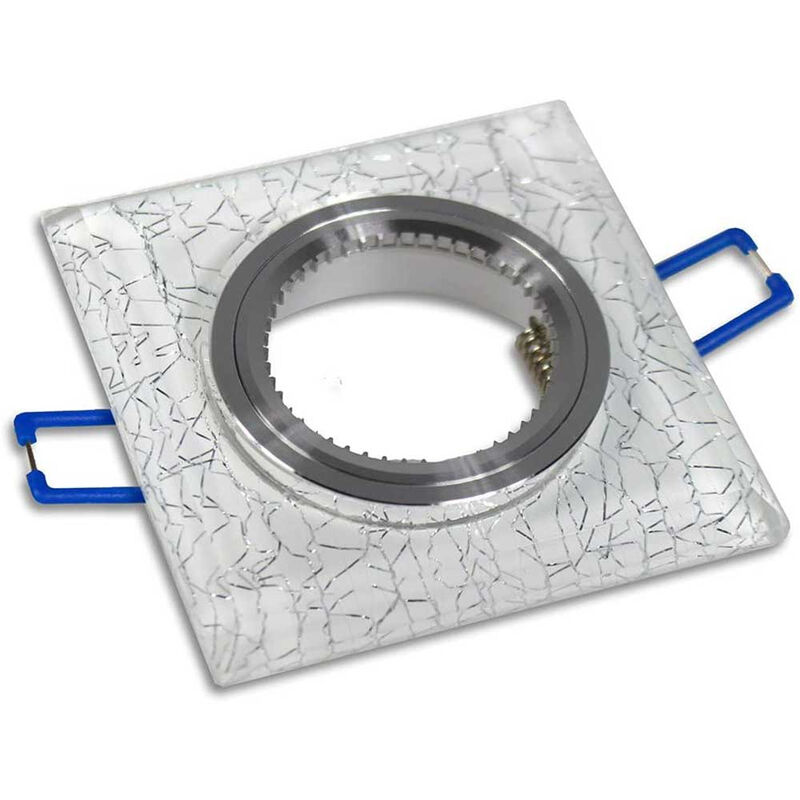 Image of Vetrineinrete - Incasso per faretto quadrato in vetro glitterato argento bianco porta faretto supporto per faretti