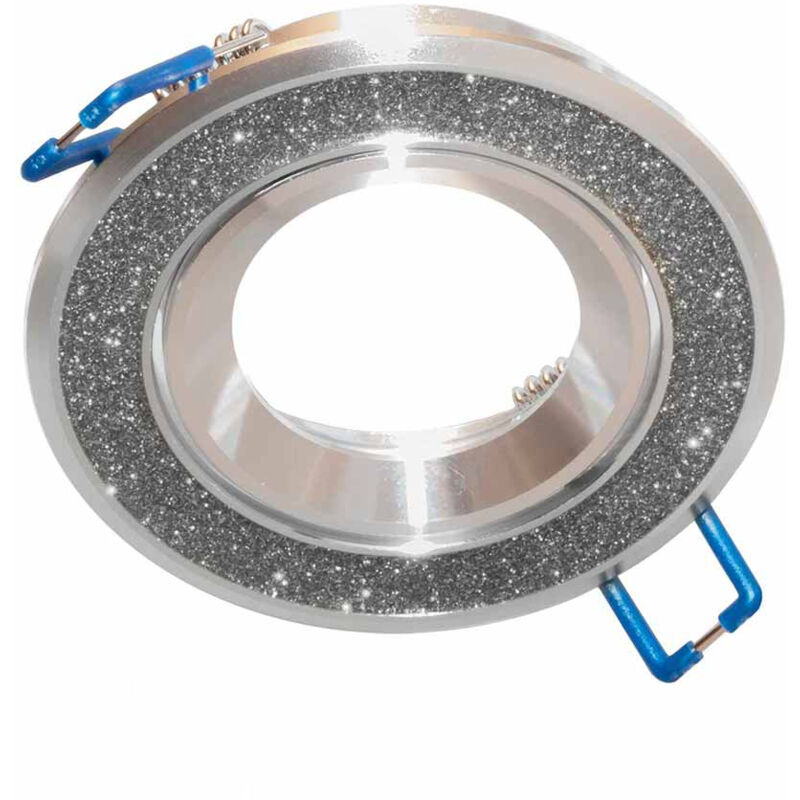 Image of Incasso porta faretto orientabile in acciaio supporto tondo per faretti decorato con brillantini glitter argento