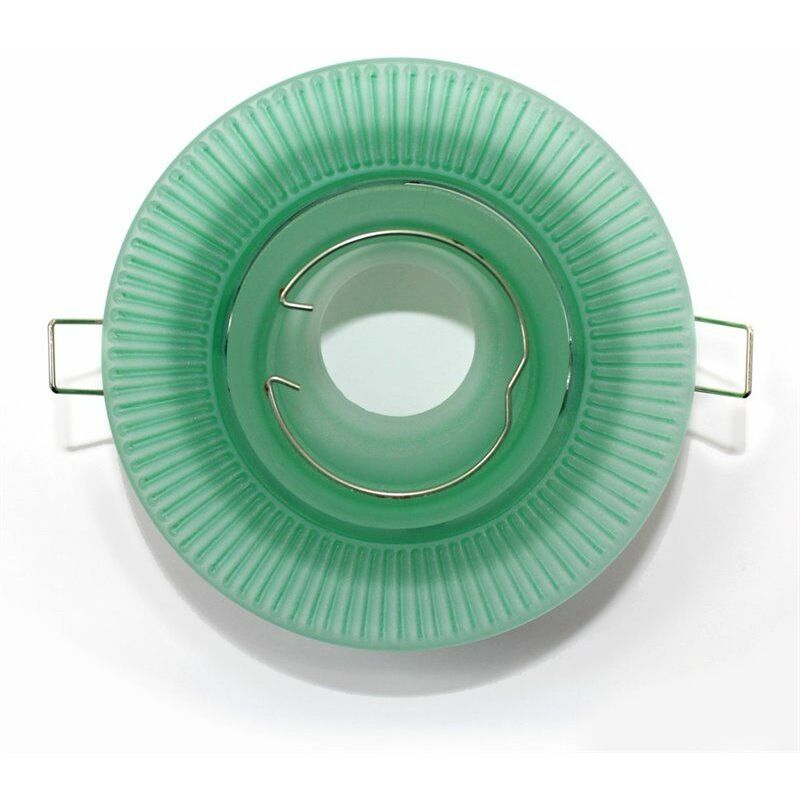 Image of Cristalrecord - Incasso tondo basculante in vetro rigato verde