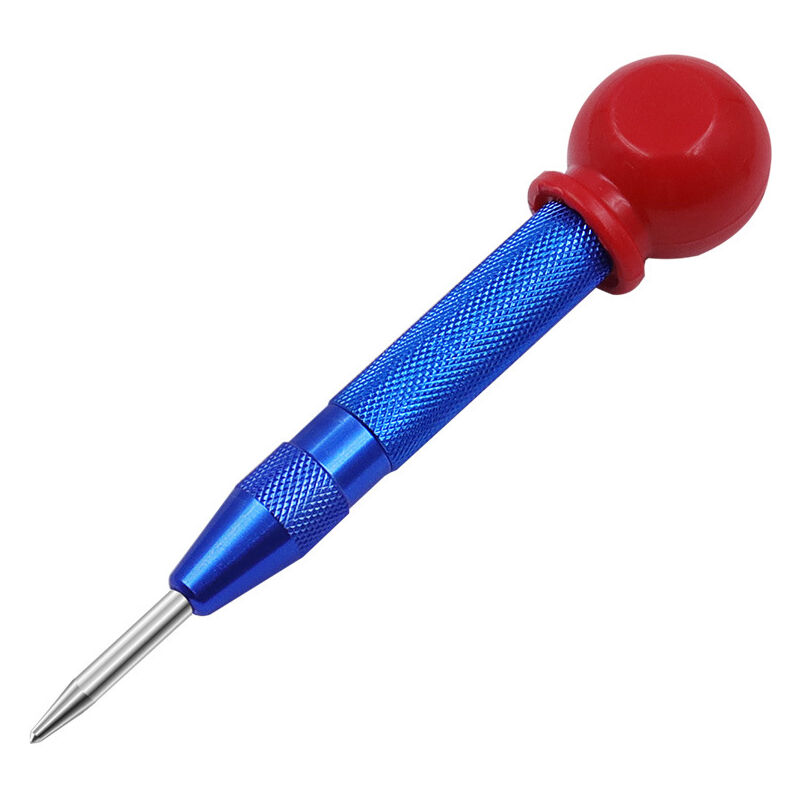 Linghhang - Inch Automatic Center Punch, Blue, Spring Loaded Marker, Adjustable Hand Tool with Cover, for Wood, Metal and Plastic